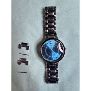 Anne Klein Teal Blue Face Stainless Steel Silver Tone Bracelet Watch AK/1555